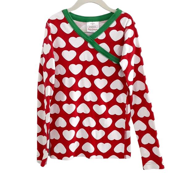 Hanna Andersson Crossover 2 Piece Pajama Set Hearts Red Girls 8 Long Sleeve - Picture 2 of 14